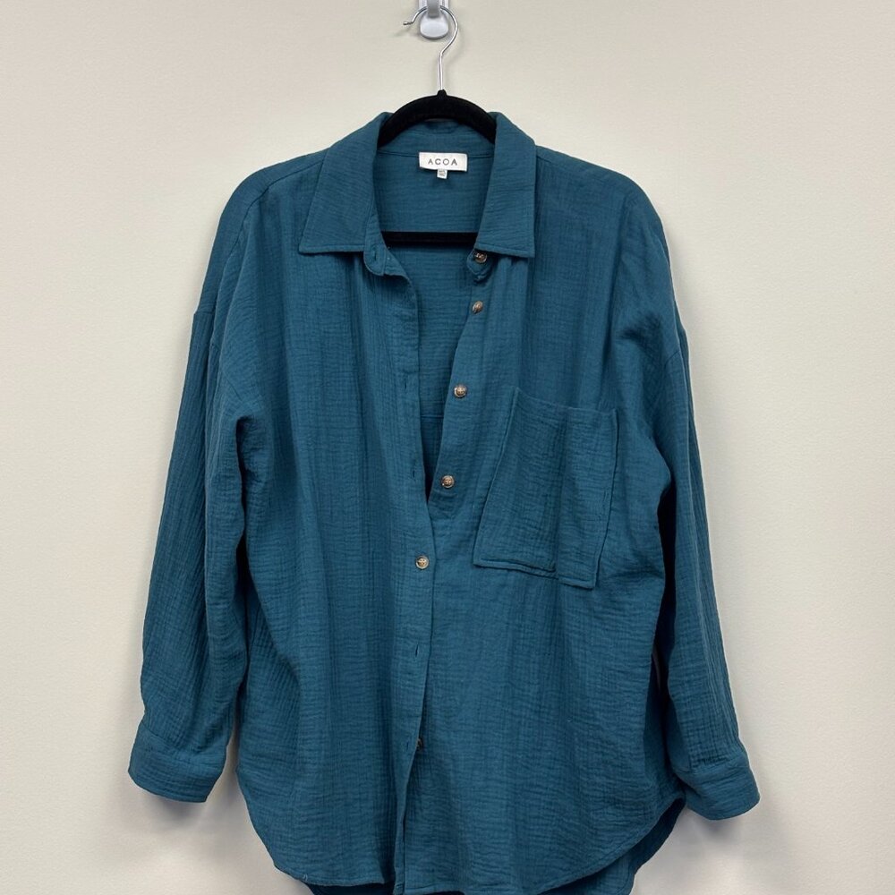 Acoa Teal Blouse | Size M/L | 100% Cotton